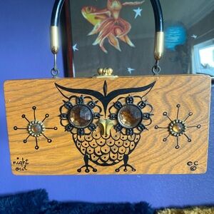 Night Owl Wooden Cosmetic Bag with Owl Design